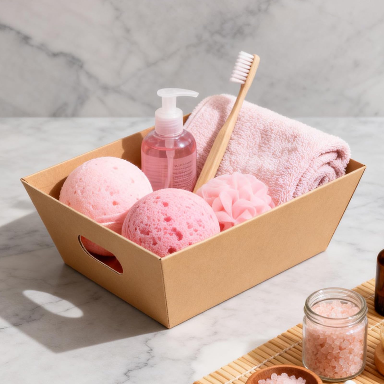 CHUEHKAK 15 cesti regalo vuoti in carta kraft con manici, 25 x 21 x 9 cm, confezione regalo per compleanni e celebrazioni