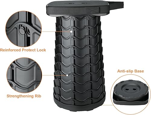 Miniatura 4 de Boreeman Taburete plegable mejorado, taburete portátil cuadrado, ligero pero más resistente, con capacidad de carga de 400 libras, perfecto para