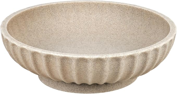 Large Decorative Bowl - Fruit Bowl for Kitchen Counter - Modern Decorative Bowl for Home Decor,Key Bowl for Entryway Table - Artificial Stone Beige