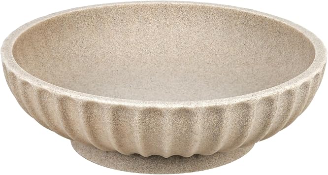 Deobath Large Decorative Bowl - Fruit Bowl for Kitchen Counter - Modern Decorative Bowl for Home Decor,Key Bowl for Entryway Table - Artificial Stone Beige