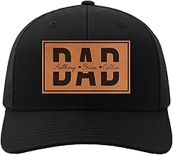 Custom Kids Name Dad Hat for Men, Customization Leather Patch Trucker Hat, Gifts for Da d from Daughter, Fathers Day Hat, Birthday Gifts for Da d from Daughter