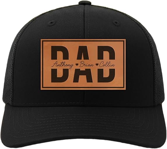 Noni Custom Kids Name Dad Hat for Men, Customization Leather Patch Trucker Hat, Gifts for Daddy Grandpa Husband, Fathers Day Hat