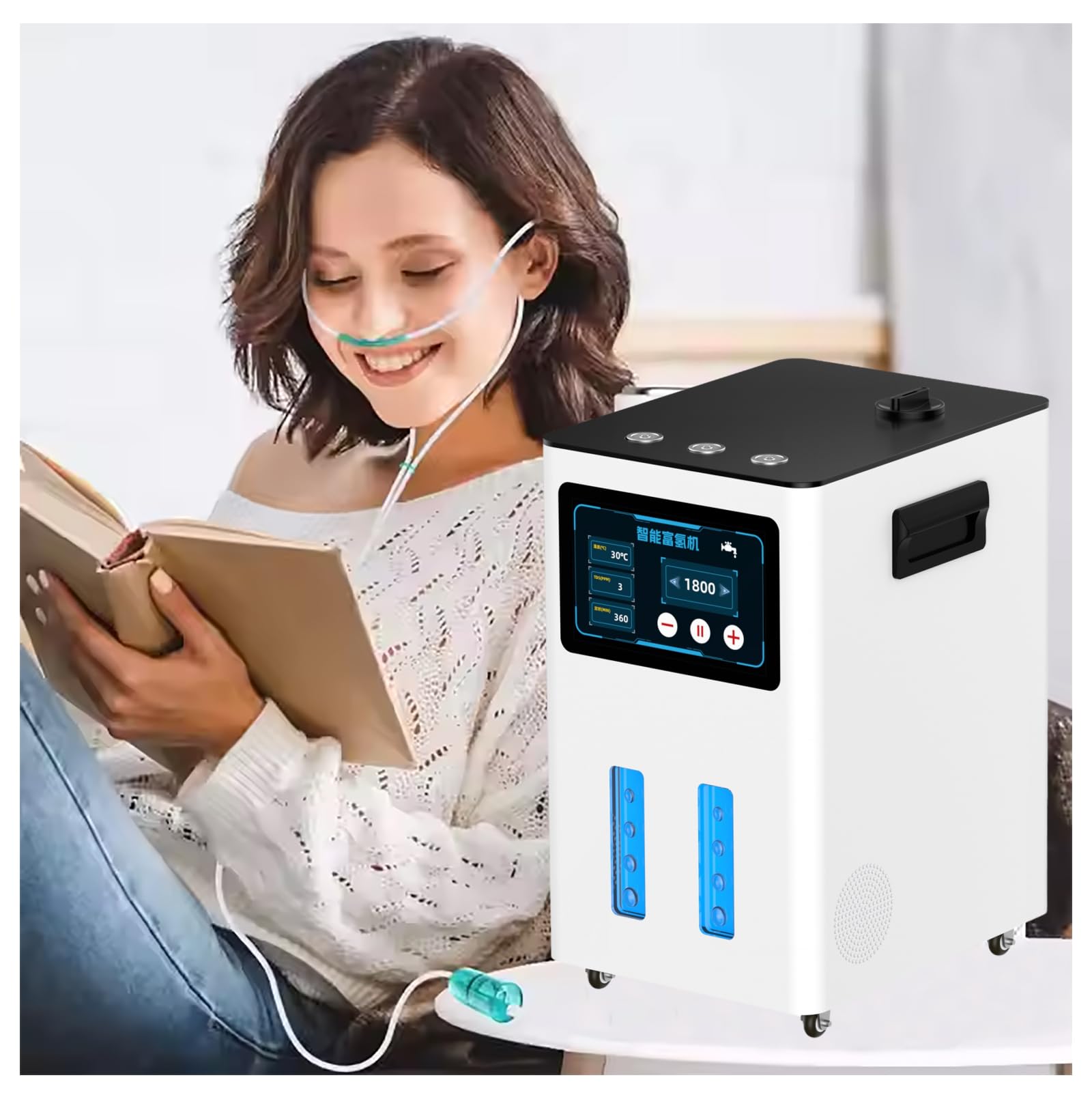 Urządzenie Do Inhalacji Wodoru Z Trzema Wyjściami I Rozdzieleniem Ho, Inhalator H2 Wydajności 3000 Ml/Min, Jonizator Wody Spe Pem White