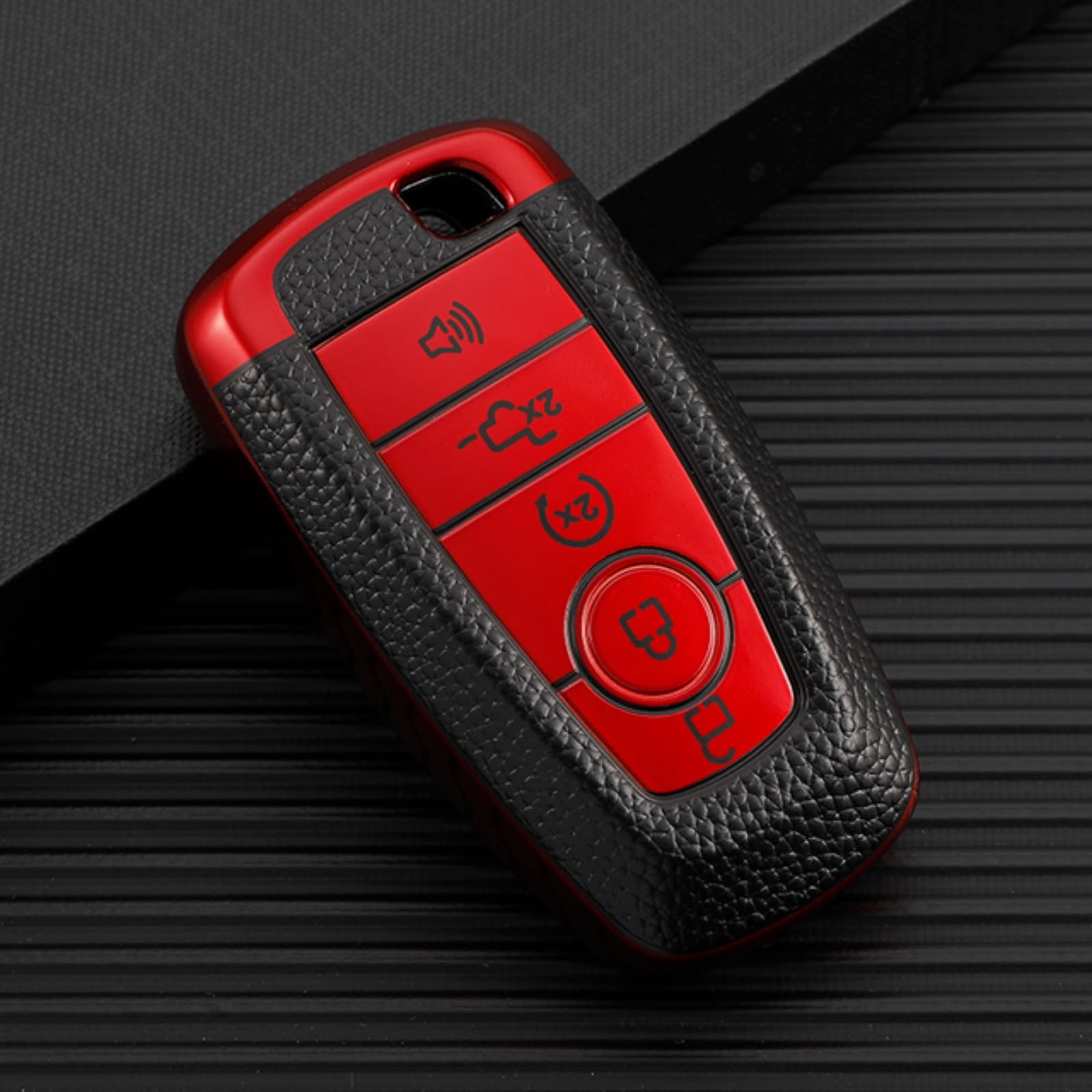 Funda de cuero TPU para llave Ford de 5 botones roja para modelos 2017-2020 2