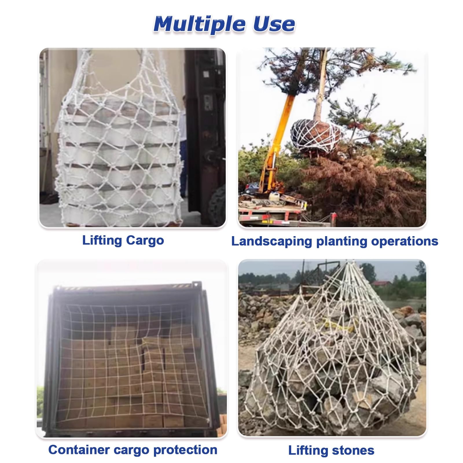 Redes de elevación y izaje, Redes de Remolque y elevación de Alta Resistencia de 1x1m/1.5x1.5m/2x2m/3x3m/4x4m/5x5m, Capacidad de Carga de 500 kg, Cuerda de Seguridad para construcc