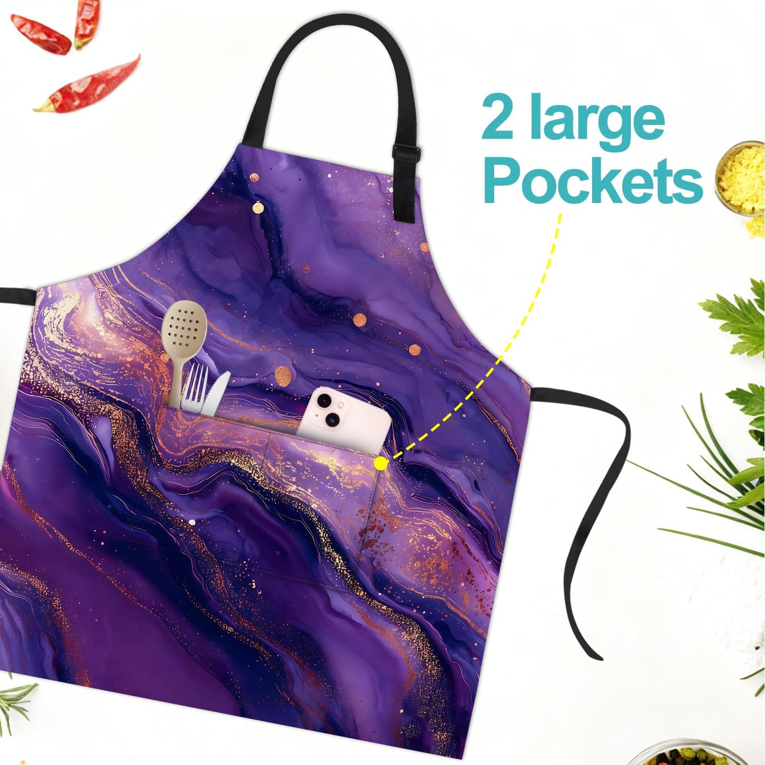 ANNA QUEEN Funny Cat Apron for Women Men with Pockets Spring Sunflower Apron Adjustable Kitchen Chef Cooking Apron