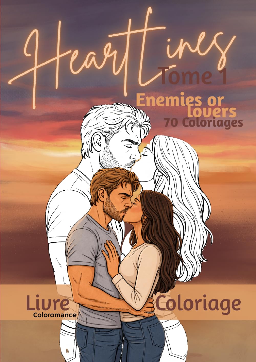 Heartlines - Enemies or Lovers: Livre de coloriage romance - Édition complète 70 illustrations