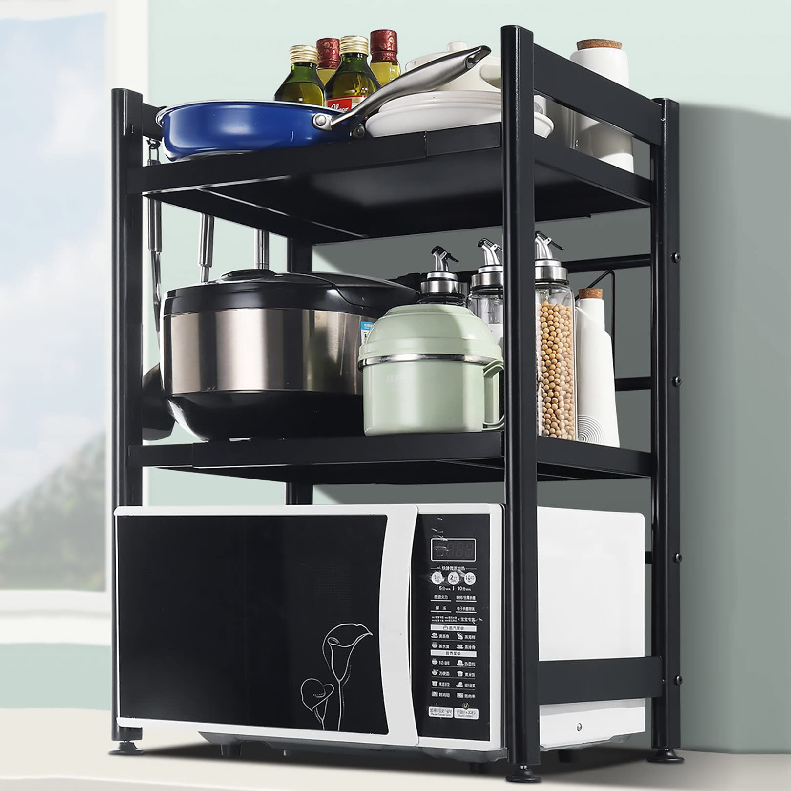 Étagère de comptoir de cuisine extensible pour organiser un micro-ondes et libérer de l'espace