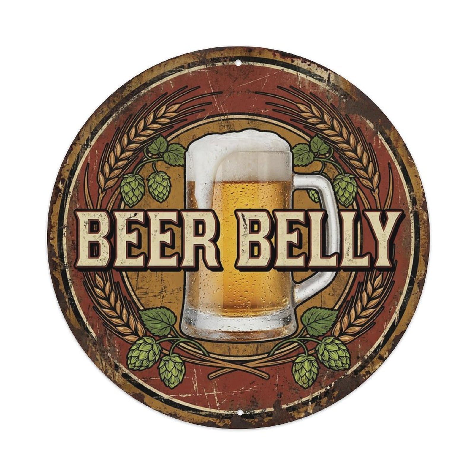 Vintage Beer Cheers Beer Belly Retro Bar for Pub Vintage Metal Tin Sign Plaque Wall Decor for Cafe, Club Bar, Office, Garden Metal Poster 8x8Inch