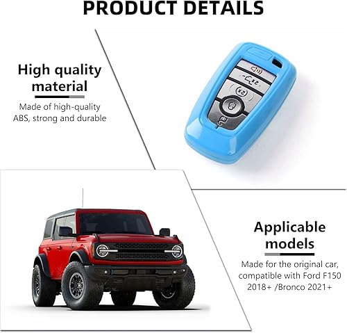 Miniatura 3 de RAZPOY Funda para llavero, protector compatible con Ford F-150 Explorer 2018-2023 y Ford Bronco & Bronco Sport 2021-2023, azul claro