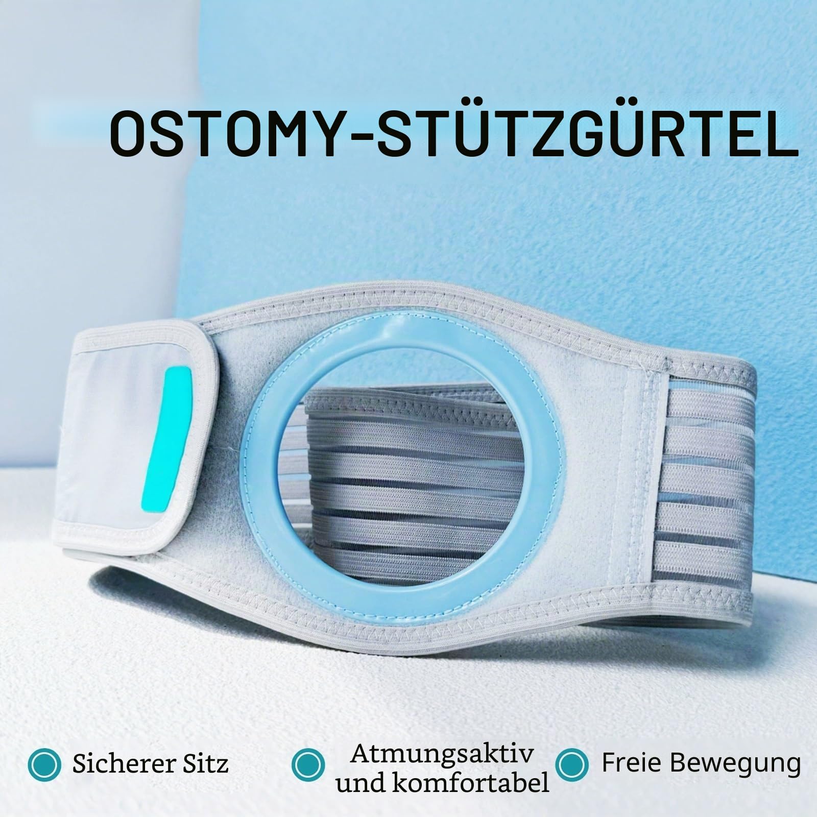 Stoma Gürtel, Verstellbarer Stomagürtel für Männer und Frauen, Universell Einsetzbar für Links und Rechts, Atmungsaktives Material, Bequem für Die Postoperative Versorgung Nach Operationen(L)