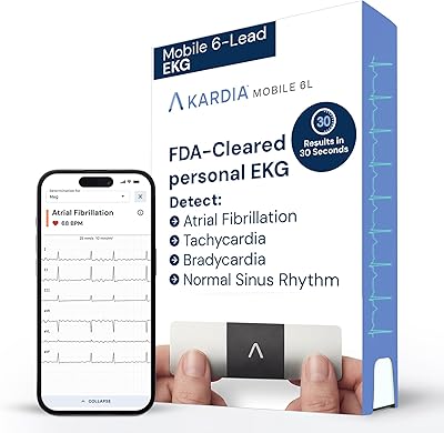 KardiaMobile 6L EKG Monitor, Medical-Grade, FDA-Cleared Heart Monitor, 6 Views of The Heart, Results in 30 Seconds, Unlimited Recordings, Works with Smartphones, HSA&FSA Eligible, Pocket-Size