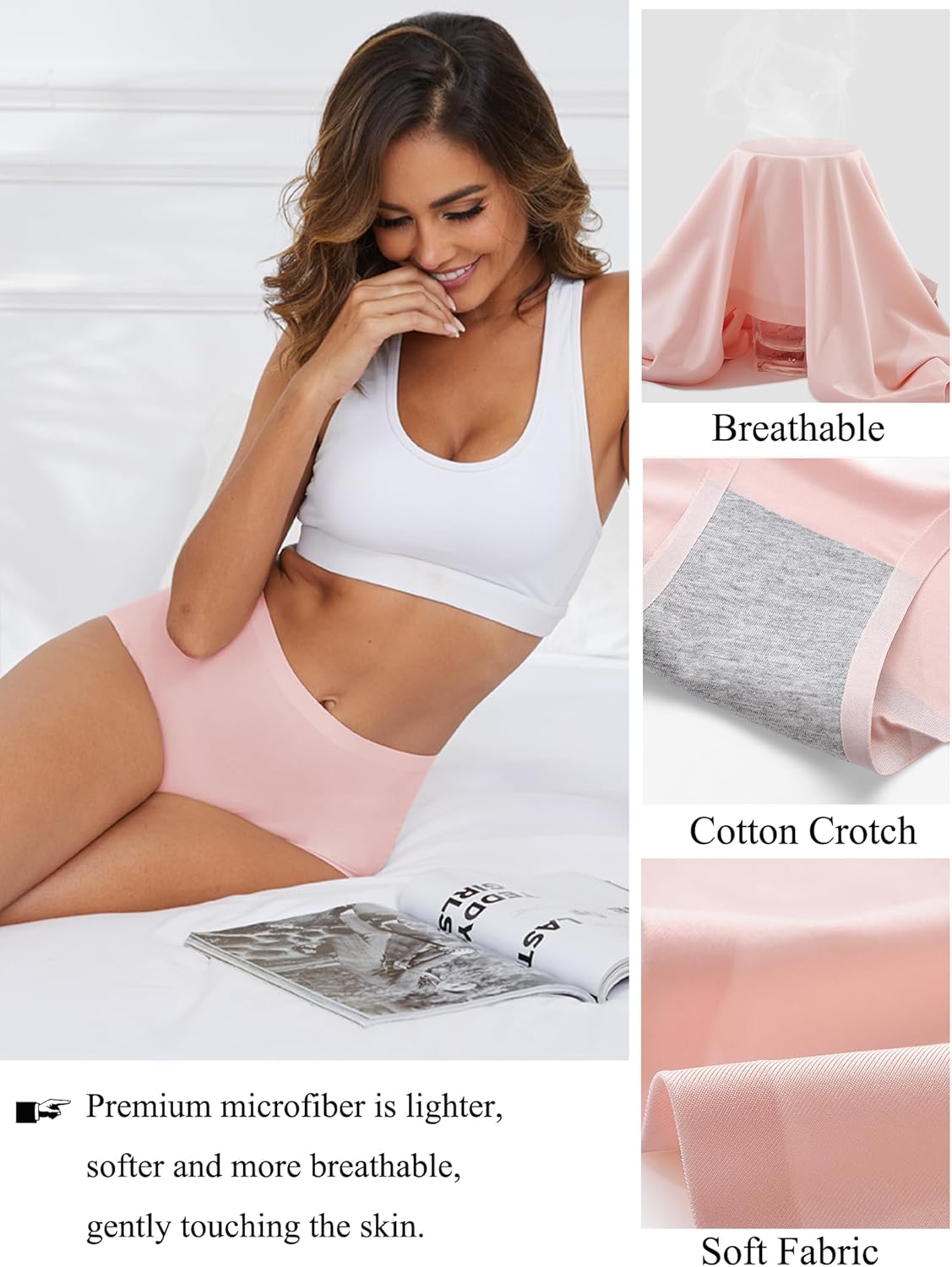 DingLu 4 Pack Women's Seamless Invisible Hipster Panties High Waist No Show Ladies Bikini Underwear,Also for Mom - Image 3