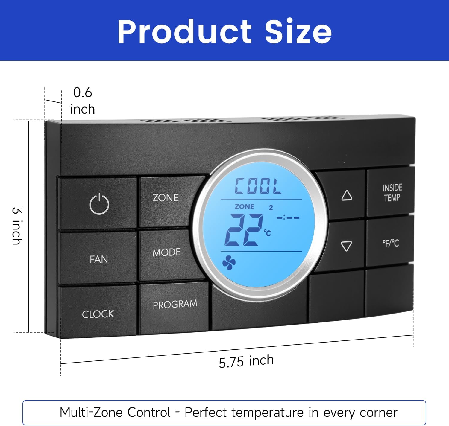 3314082.000 RV Digital Thermostat (Black) - Compatible with Dometic Air Conditoner Series 579, 595, 600, 6308, 520, 6218xx, 457915 - Replace 3314082.011, CCC2