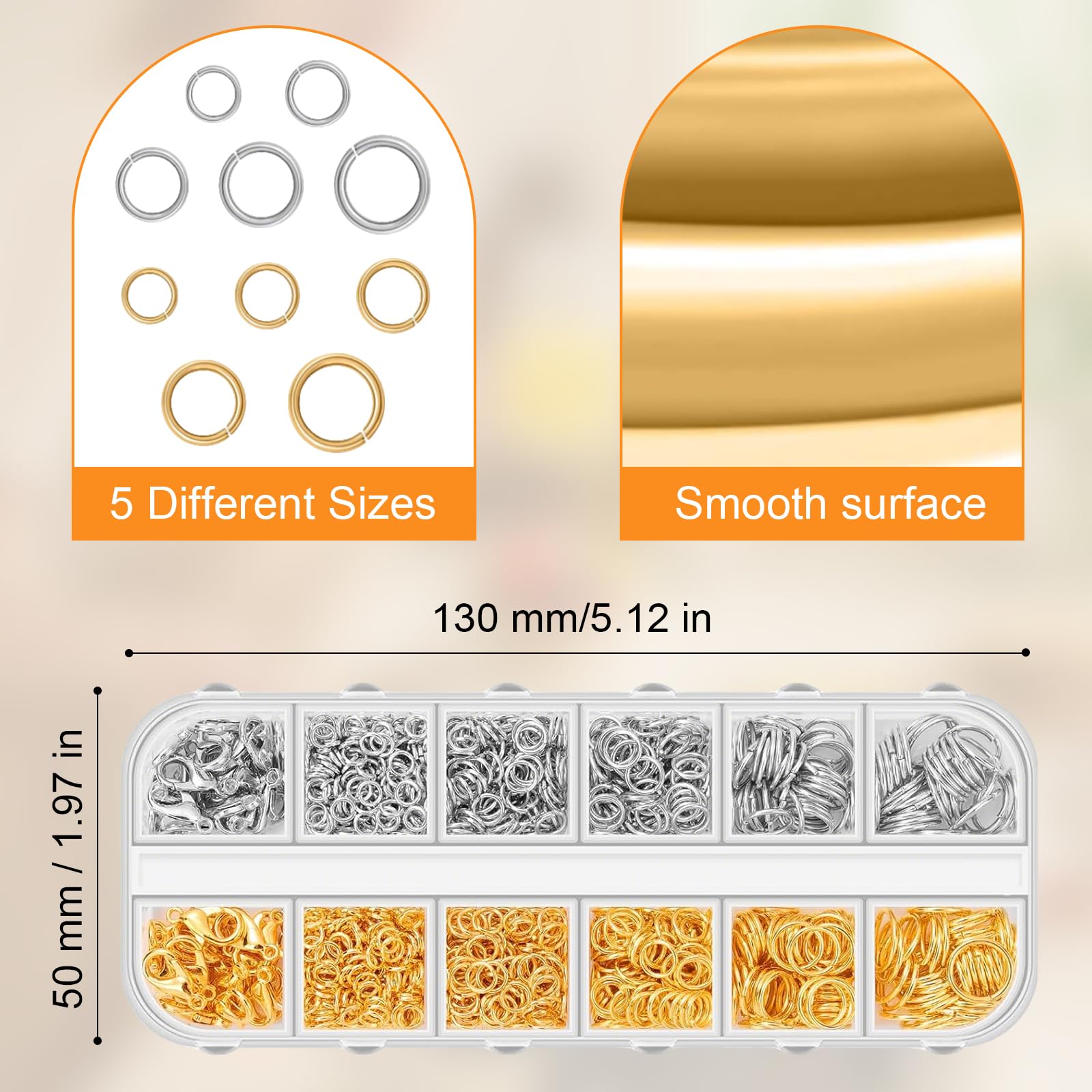 Kit De 2082 Pièces Pour Bijoux DIY - Anneaux De Saut 5 Tailles (4 à 10mm), Fermoirs Homard Et Anneaux Fendus, Argent Et Or - 6