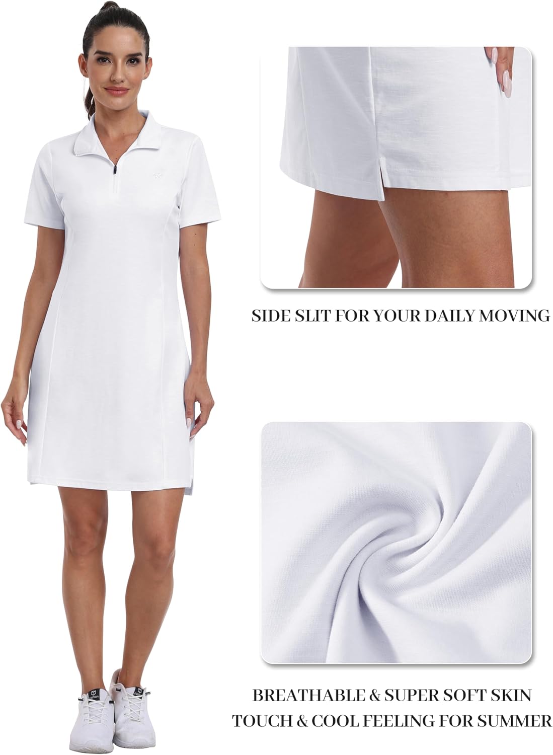 MoFiz Women's Golf Tennis Dress Sports Polo Dress Short Sleeve Quick Dry Casual Workwear Button