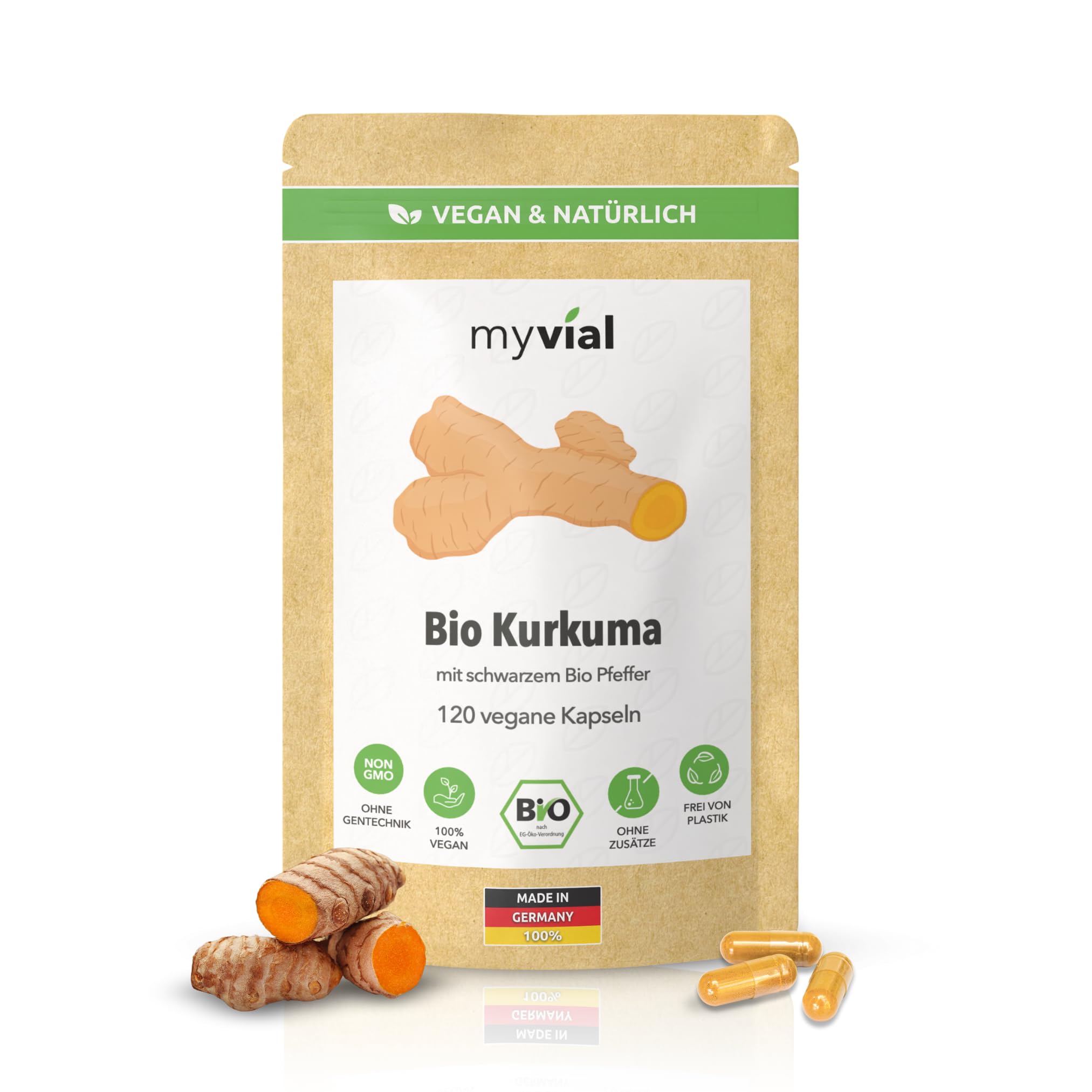 Bio Curcuma Kapseln | 180 St. | Hochdosiert, Vegan, Ohne Zusätze