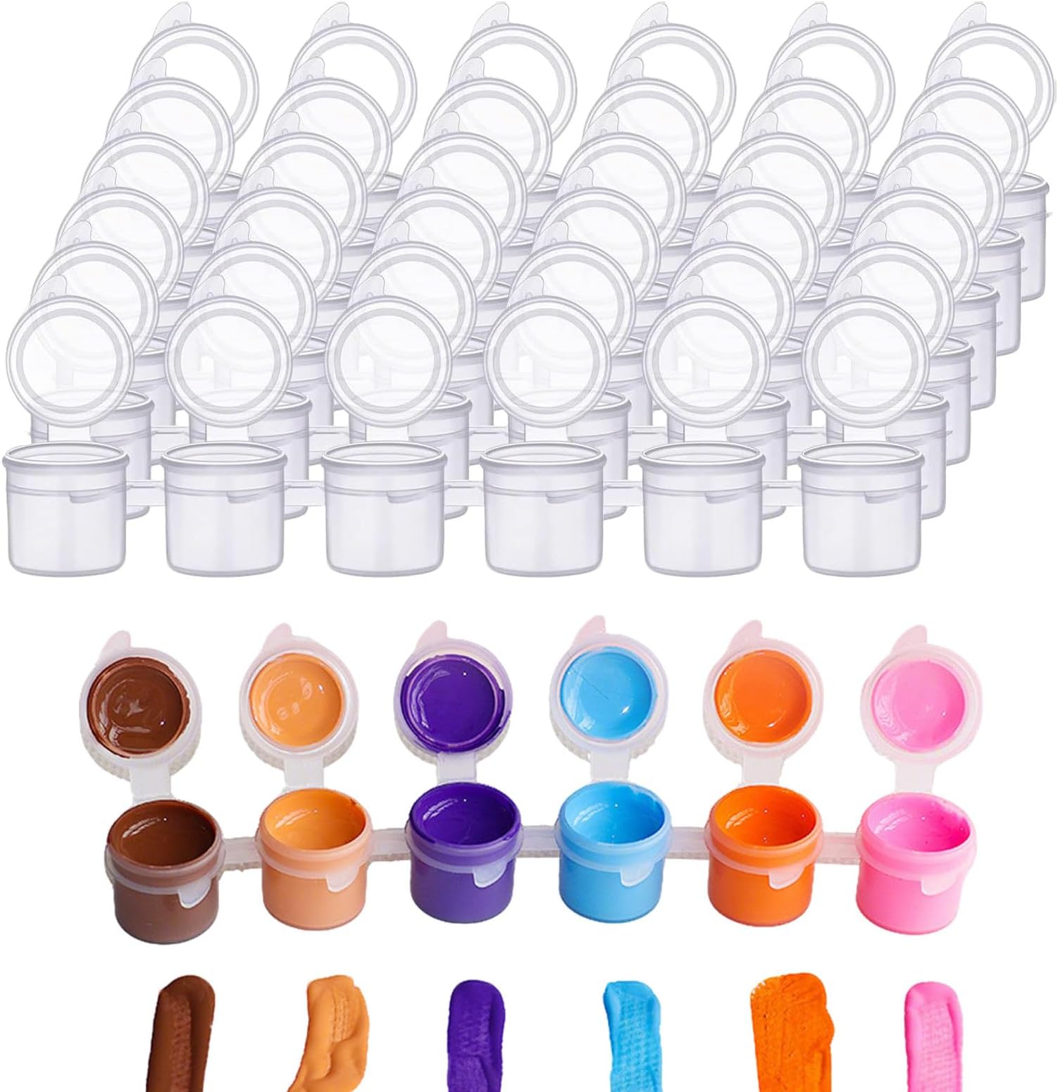 36 PCS 5 ML Clear Plastic Paint Pots with Lids – Mini Empty Paint Containers, Cups & Storage Pots for Classroom, School Art Supplies, Festivals, Painting & DIY Crafts Organization