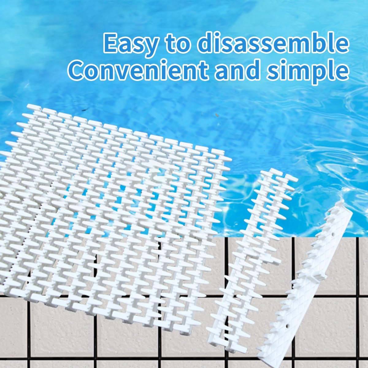 Generico Griglia di drenaggio Antiscivolo per Piscina, 8 Pezzi, Copertura di Troppo Pieno in plastica PP Pieghevole per vialetti, patii e terrazze (25x100 cm) - Resistente, Facile da installare, solu