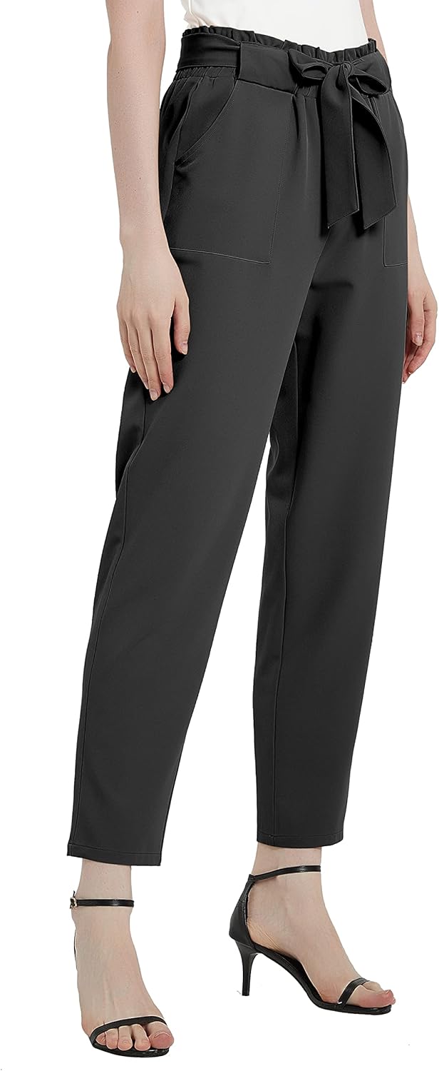 Urban CoCo Womens Casual High Waist Pencil Pants with Bow-Knot Pockets for Work - Image 3