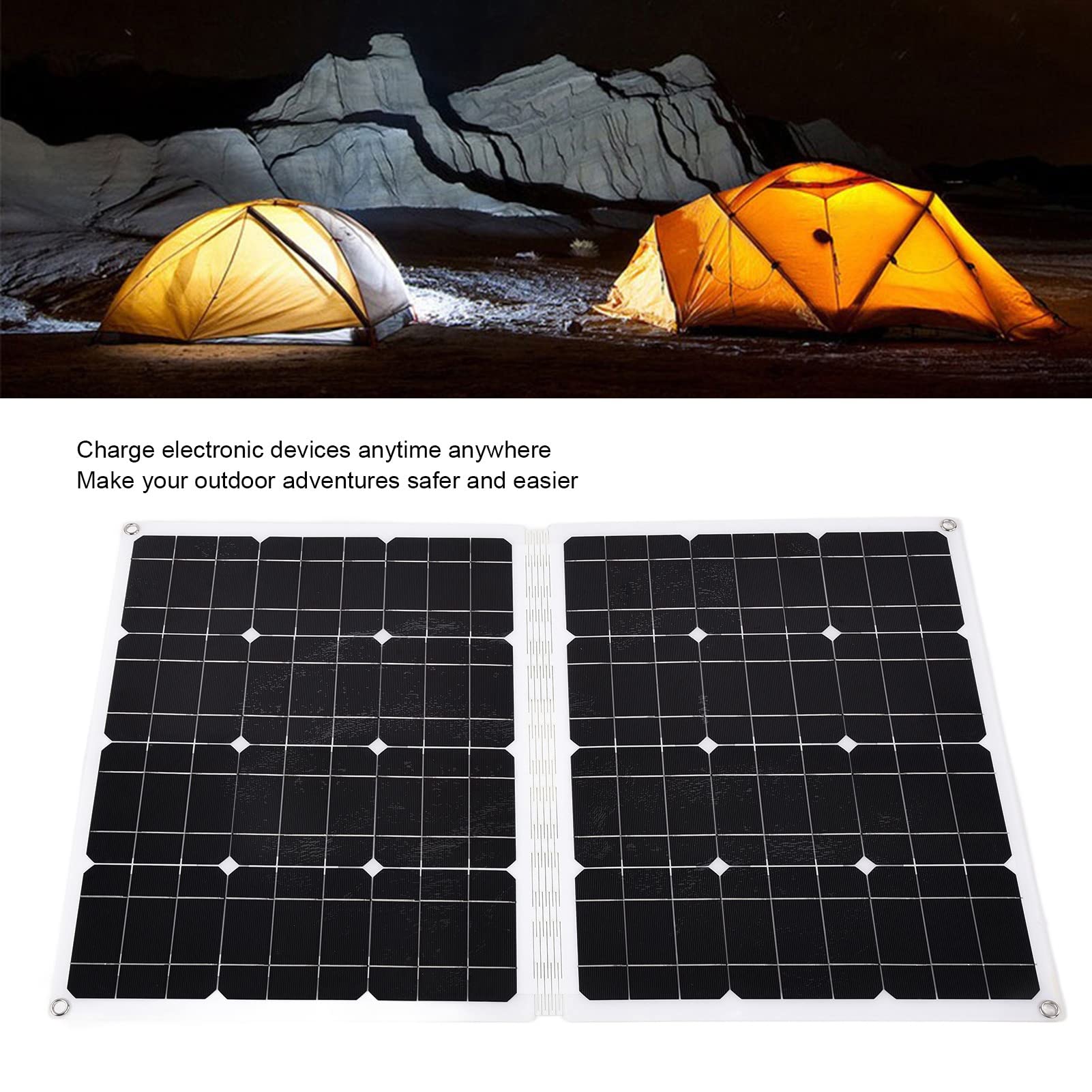 Ładowarka słoneczna, składany panel słoneczny 80W DC 18V z USB Type C PET EVA PTP Przenośne wodoodporne ładowarki do ogniw słonecznych o wysokiej wydajności Solar Power Bank Zewnętrzny zestaw akumulat