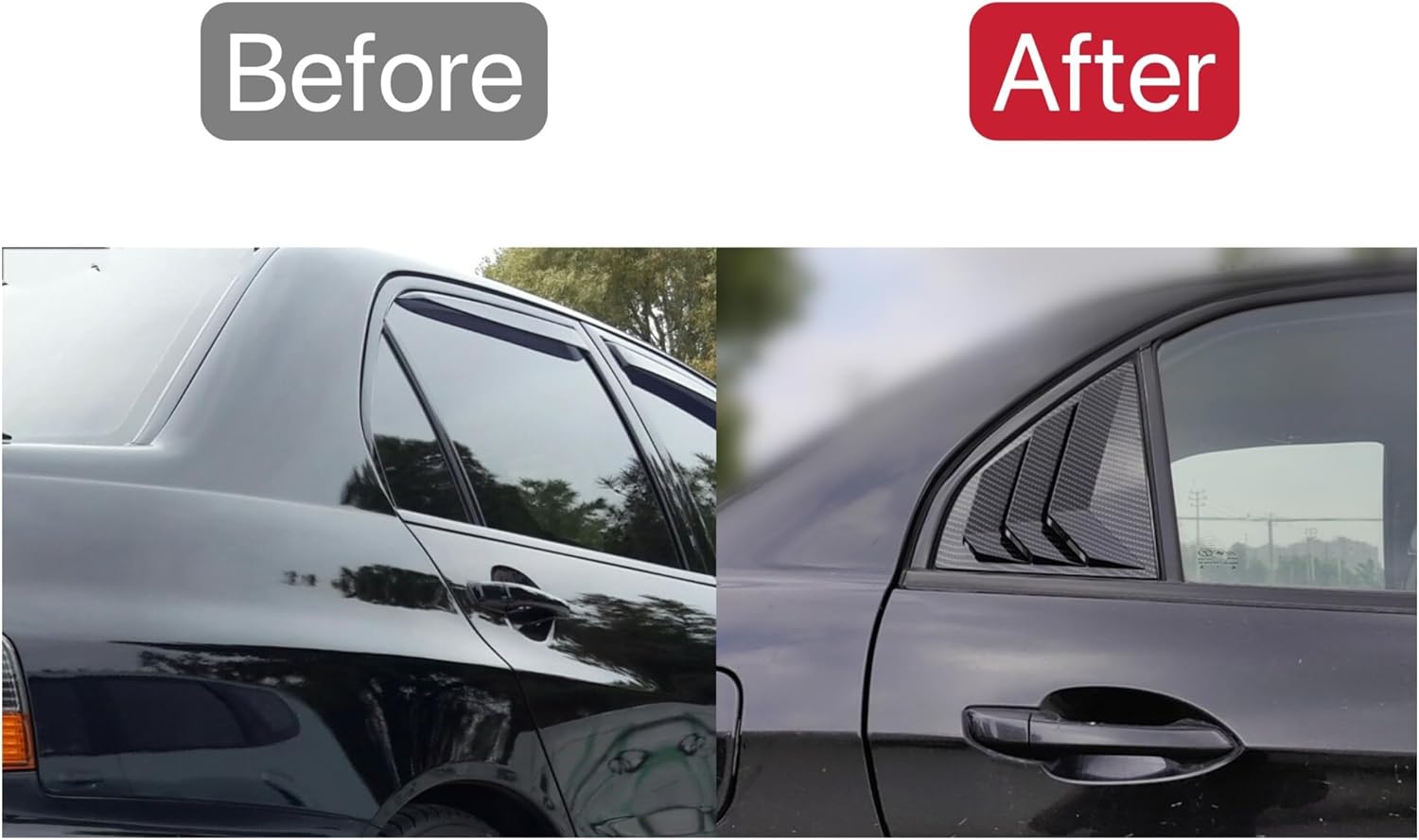 Compatible with Mitsubishi Lancer Rear Window Side Vent Shutter Louver Cover Trim 2007-2015 Carbon Fiber Car Accessories