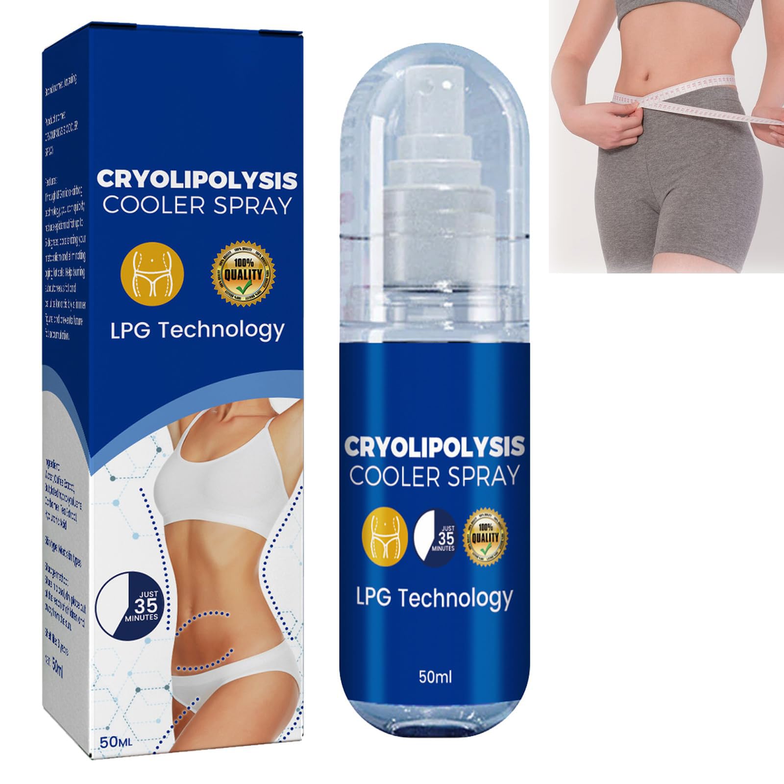 Azonee Fat Burning Body Slimming Spray, Firming & Body Tightening Spray with Cryolipolysis Cooling Effect, Anti-Cellulite Weight Loss for Belly & Abdomen (50ml)