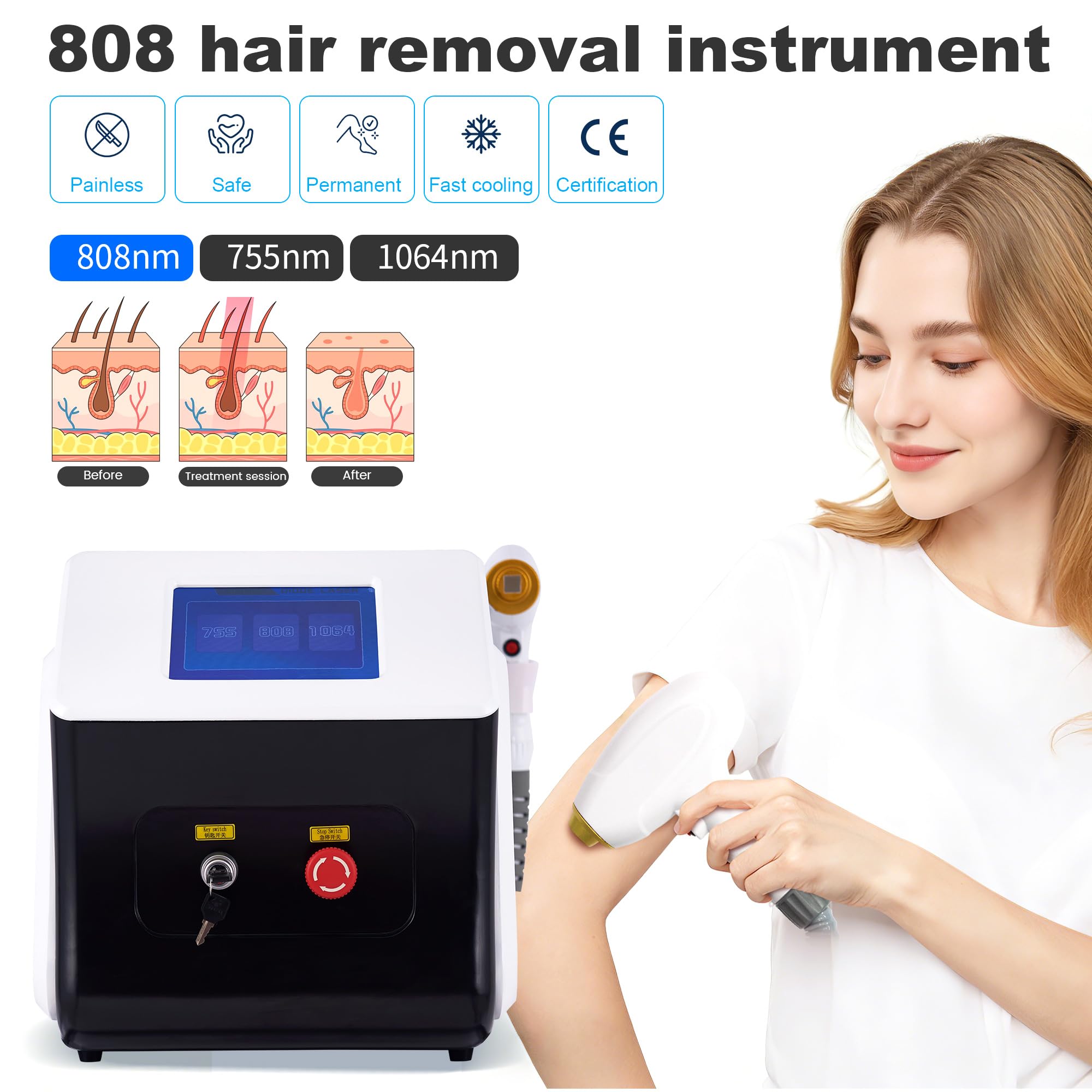 Epilazione Permanente Laser Diodo 808nm per Corpo Viso e Gambe