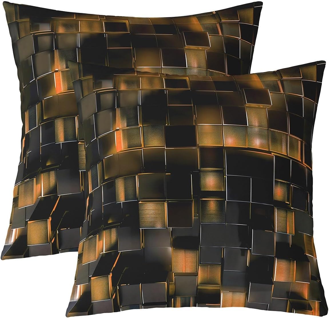 Erosebridal Black Pastel Orange Throw Pillow Covers Modern Geometric Pillow Covers Gradient Neon Cubes Cushion Cases,Abstract Grid Decorative Pillow Covers Lattice Decor 24x24 Inch Set of 2