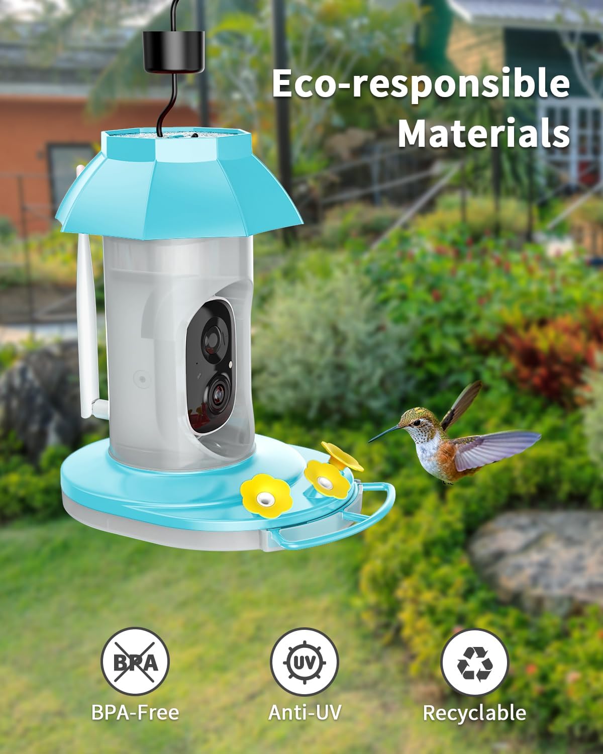 Hummingbird Feeder with Camera, Solar Bird Feeders Camera for Outdoors Hanging, AI Identify, Ant Moat & Bee Proof, Easy Clean & Refill, Gift for Bird Lovers - Image 5