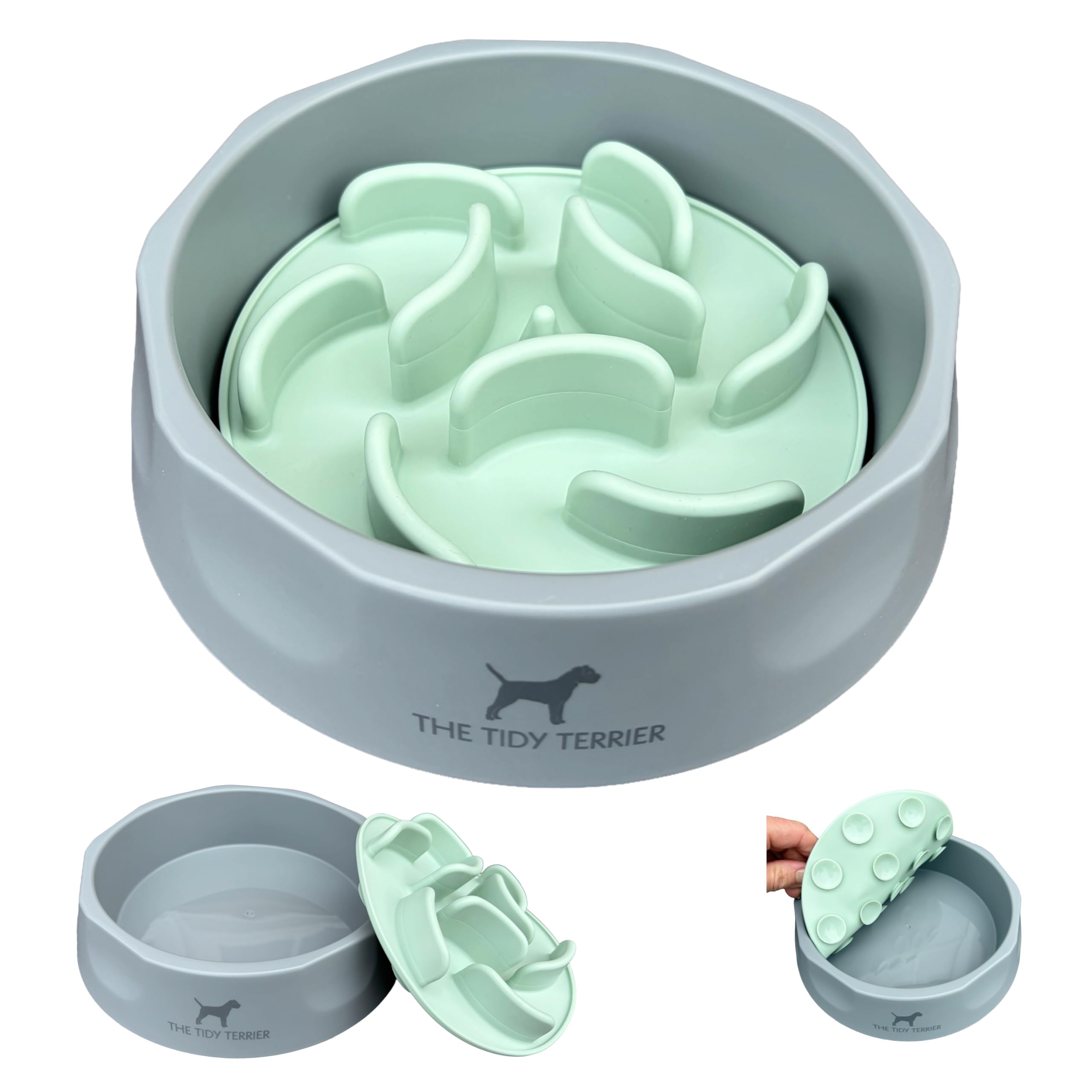 2-in-1 Slow Feeder Dog Bowl with Removable Silicone Insert – Use as Slow Feeding or Water Bowl – Non-Slip BPA-Free Design for Dogs & Puppies – Easy Clean (19cm)
