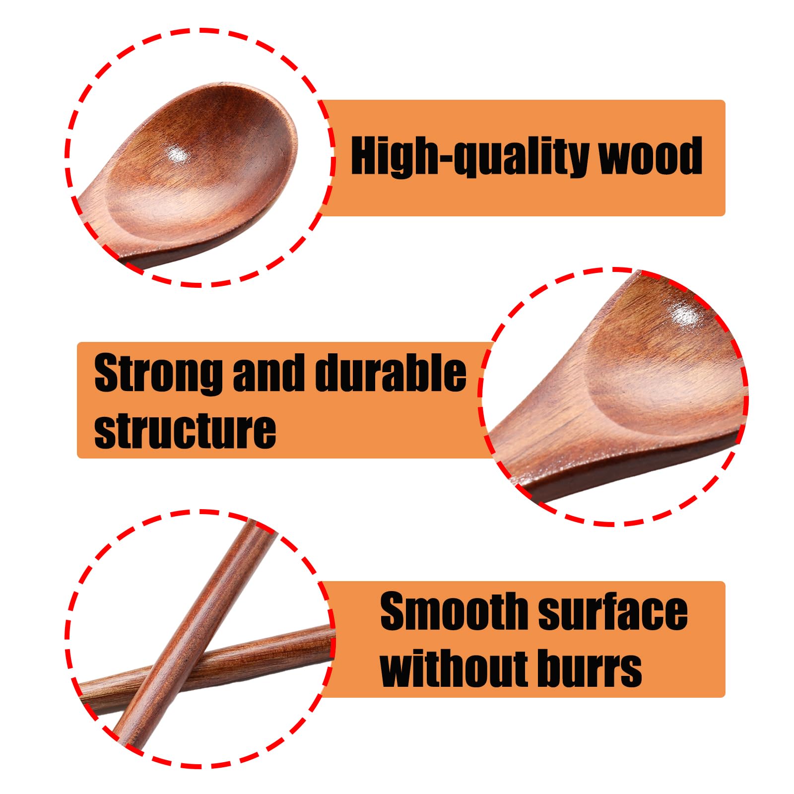 2 x lange Holzlöffel, 20 cm, Holz-Rührlöffel für Honig, Tee, Pulver, Kaffee
