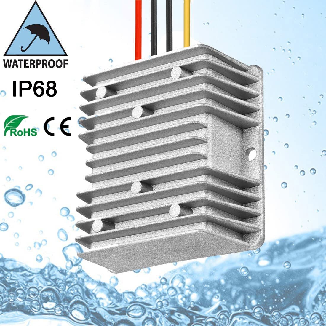 Greluma 1 pezzo Convertitore regolatore di tensione step-down automatico DC 8V-40V a 12V 5A 60W, stabilizzatore di tensione DC-DC 12V impermeabile IP68 per motore del ventilatore