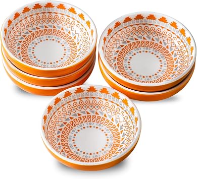 Set of 6 Deep Soy Sauce Dishes, 3.7 inch Ceramic Dipping Bowls 4 oz Small Dip Bowls Sauce cups for Condiment Sushi Bowl, Mini Bowl for Side Dish, Ketchup, Soy Appetizer Plates,Orange