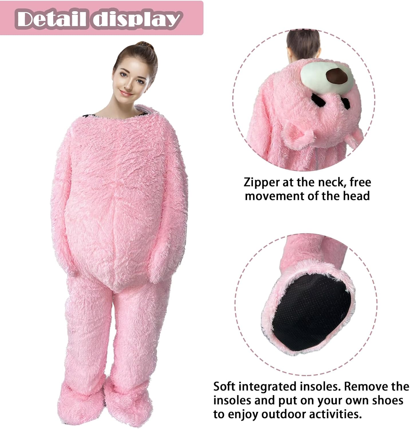 Plush Teddy Bear Mascot Costume, 6.0 FT Adult Animal Costume Giant Full Body Teddy Bear Costume For Men and Women Halloween (Pink) - Image 6