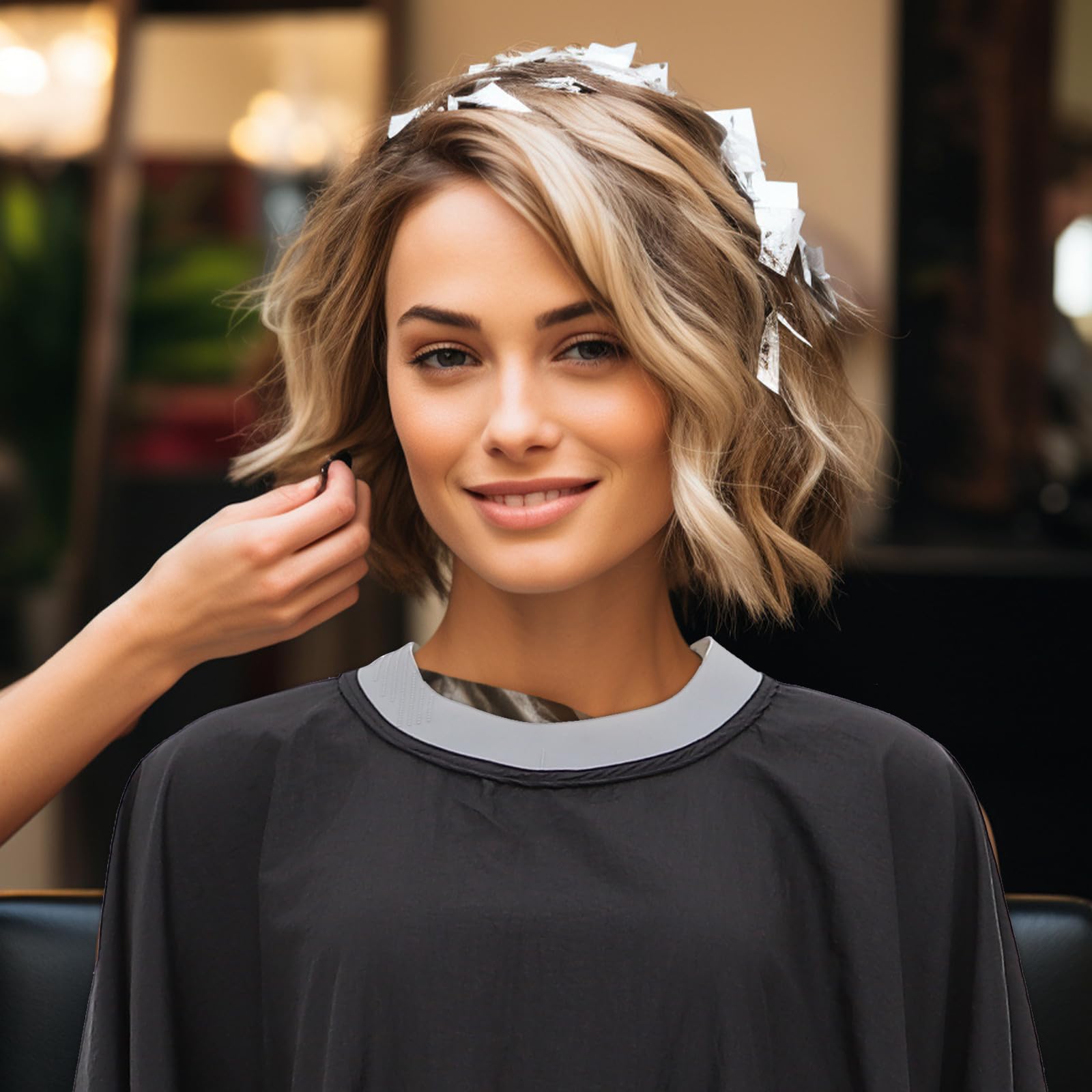 STOBAZA Capa de Corte de Pelo para Peluquería Negra de Tejido, Adecuada para Lavar y Cortar Cabello en Casa, Protege la Ropa y Facilita el Peinado