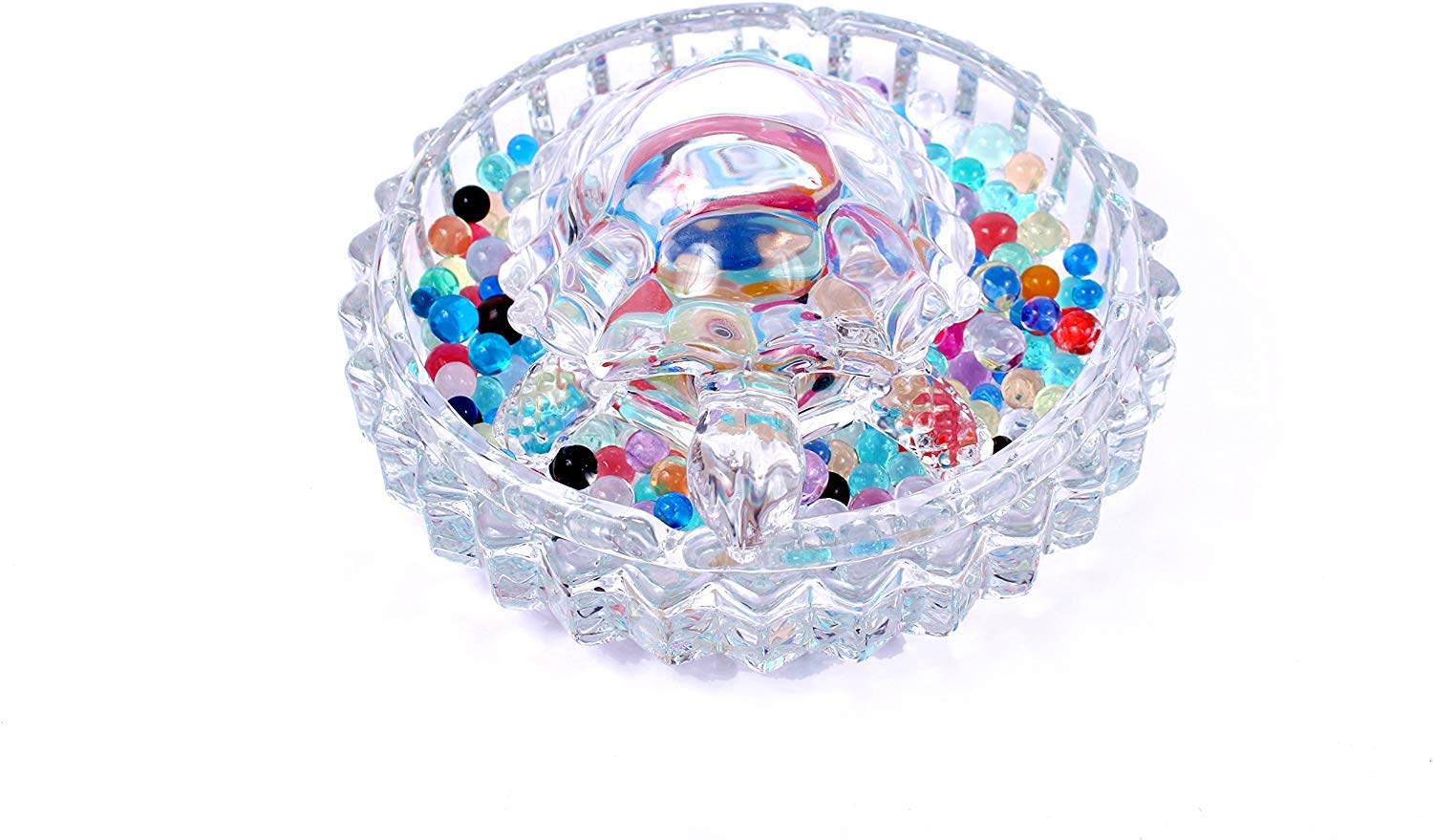 ElloZia Imported Glass Crystal Tortoise House in Big Plate 7x7 inch Fang Shui Vastu (ELZ-00-19)