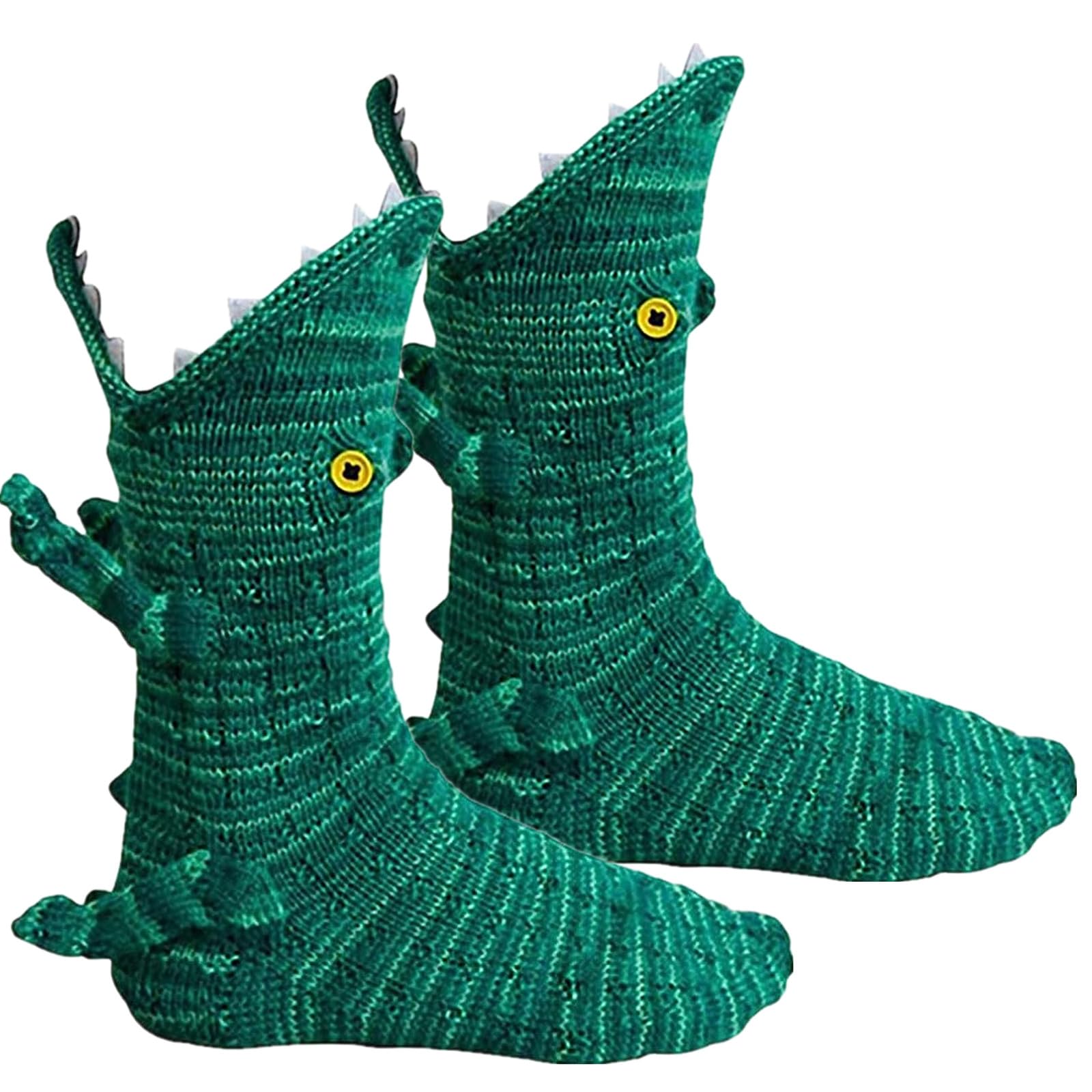 Gutecomuik Women's Green Crocodile Knit Socks, Novelty Crocodile Shape Socks, Funny Fuzzy Warm Sock For Men As Christmas Thanks Giving Day & New Year Gift