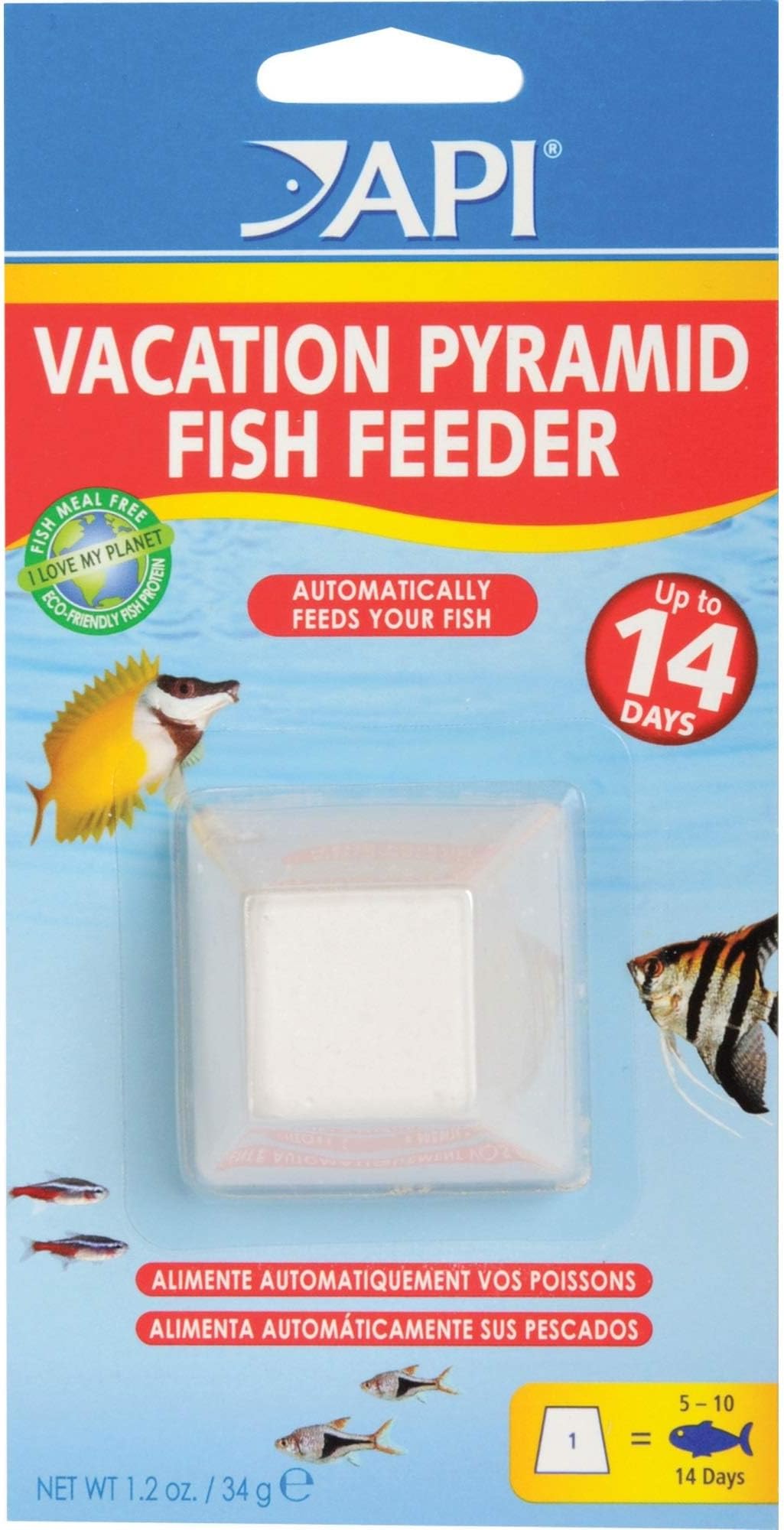 API VACATION PYRAMID FISH FEEDER 14-Day 1.2-Ounce Automatic Fish Feeder