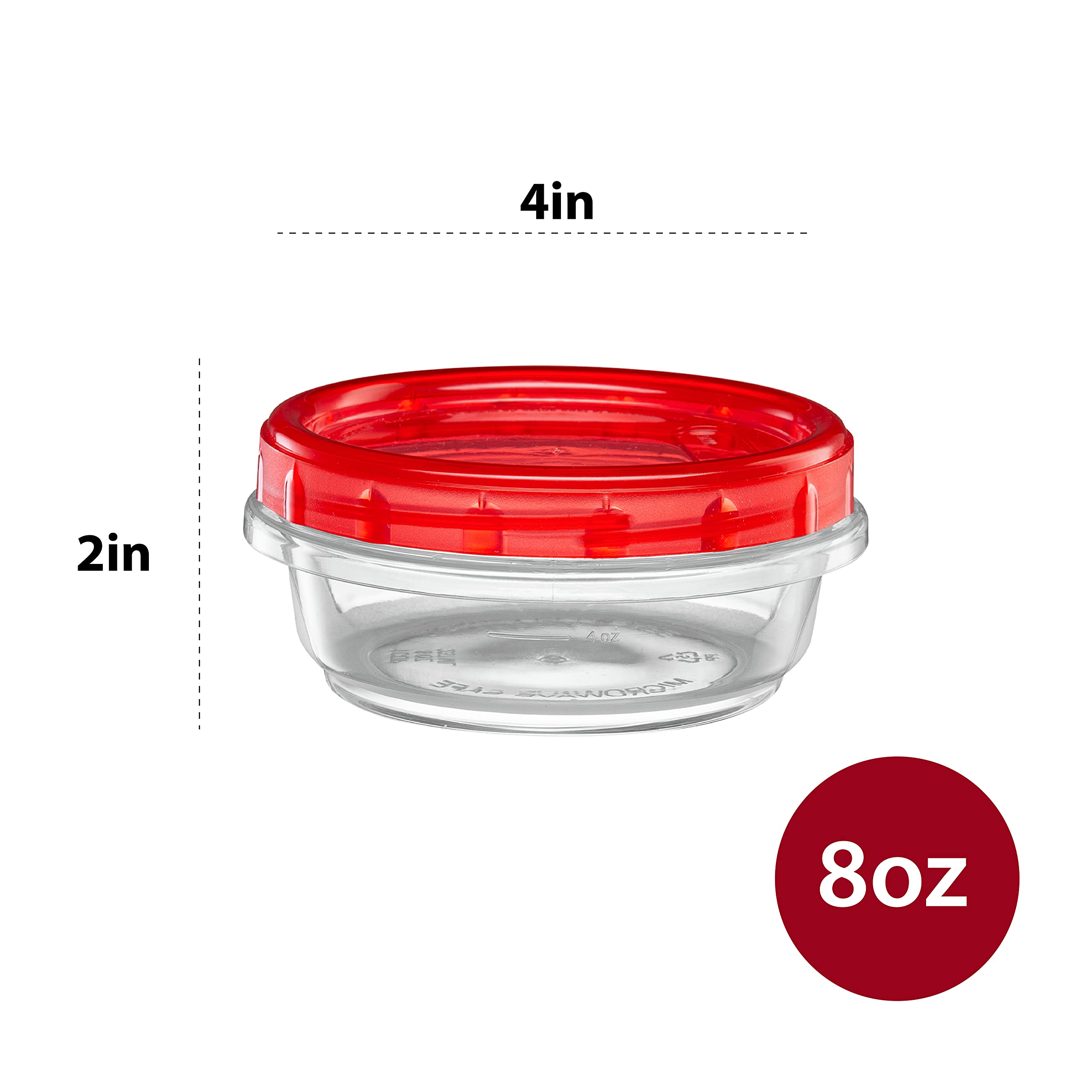 (8 Ounce 10 Pack) Twist cap Deli Containers Clear Bottom With Red Top