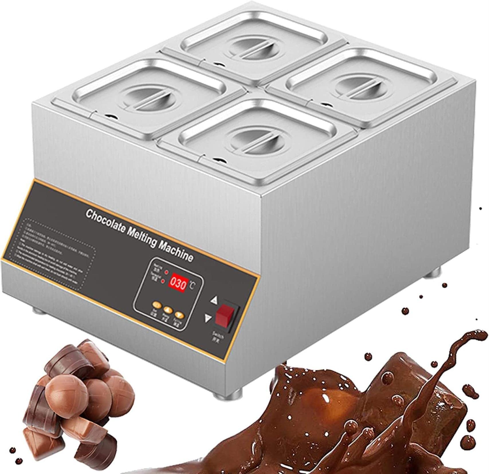 Machine À Tempérer Le Chocolat Melting Pot Electric Auto Chocolate Heater Liquid Warmer Acier Inoxydable 6L Capacité 1-4 Réservoirs Maison Commerciale