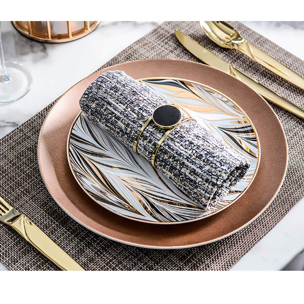 Zastawa stołowa Porcelanowy zestaw obiadowy Talerze obiadowe Naczynia Widelec Nóż Łyżka Półmisek Retro Rodzinne przyjęcie (kolor: brązowy b) little surprise