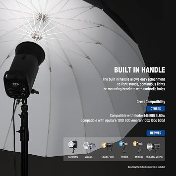 NEEWER 71/180cm Parabolic Reflective Umbrella Photography with White Inner, Soft Lighting with Diffuser Cover, Bag, Quick Fold for Camera Photo Studio Video Light Shooting Monolight Flash, NS4U
