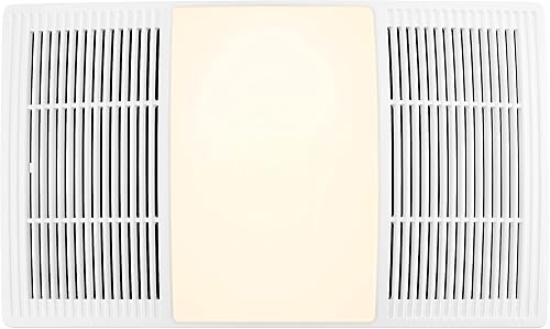 Broan-NuTone FG110HBS - Rejilla de actualización de calentador con LED regulable y cubierta de escape de ventilador de baño de iluminación CCT