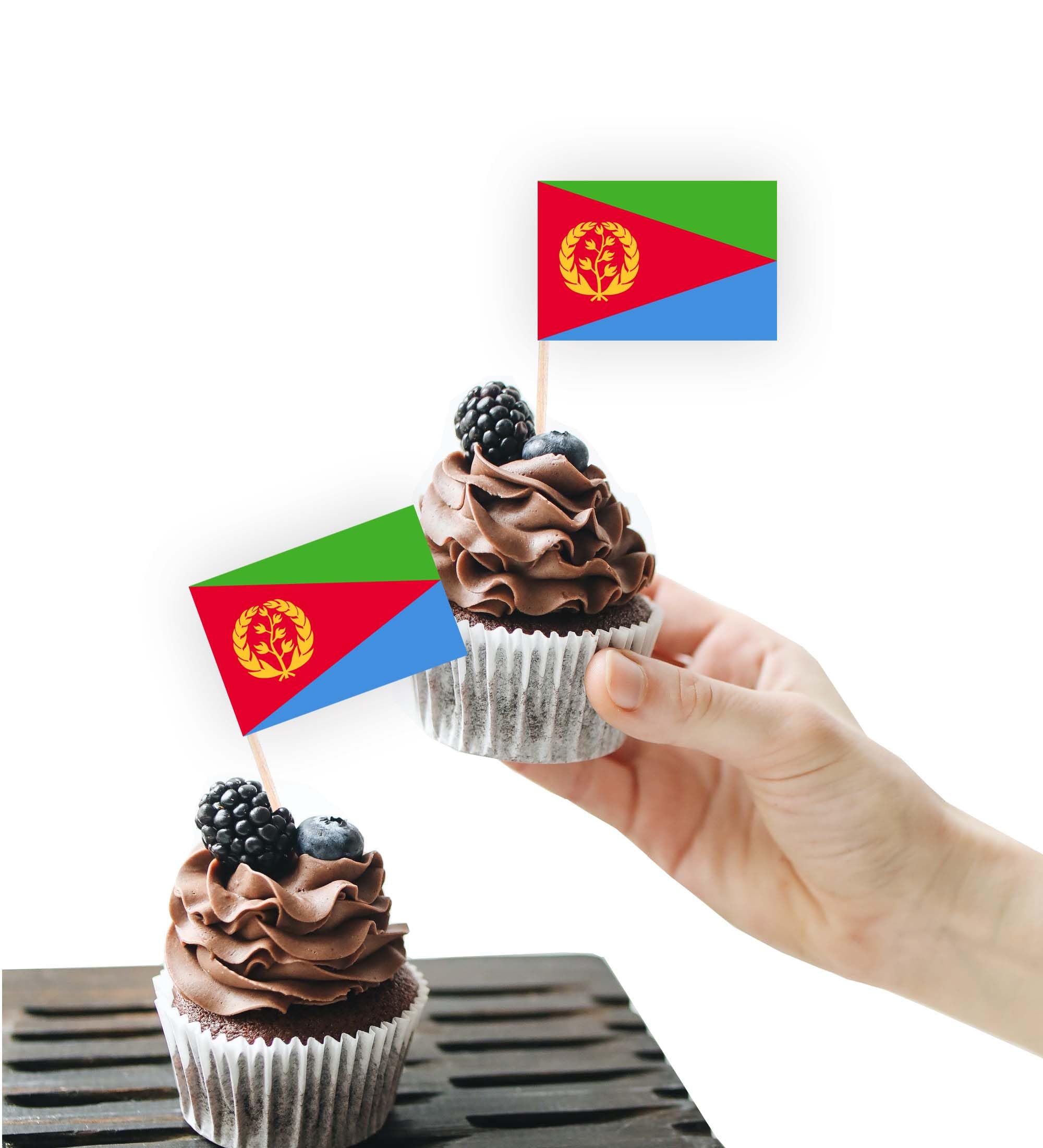 100PCS Eritrea Flag Cake Topper,Eritrean Cupcake Stand For Party Decoration Supplies — image 1