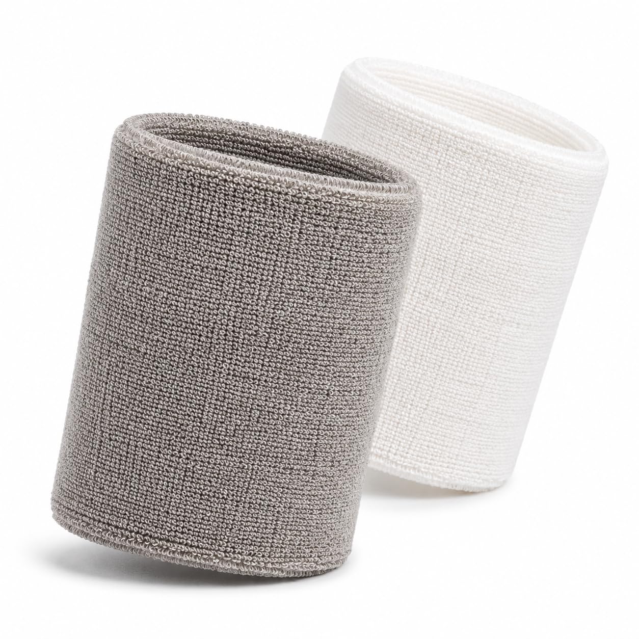 Cotton Wrist Band for Men & Women | Sweat Absorbent Sports Wrist Band for Gym, Badminton, Tennis, Basketball, Running & Fitness | Soft Terry Cotton Wrist Sweat Band (Light Grey & White)-image-33