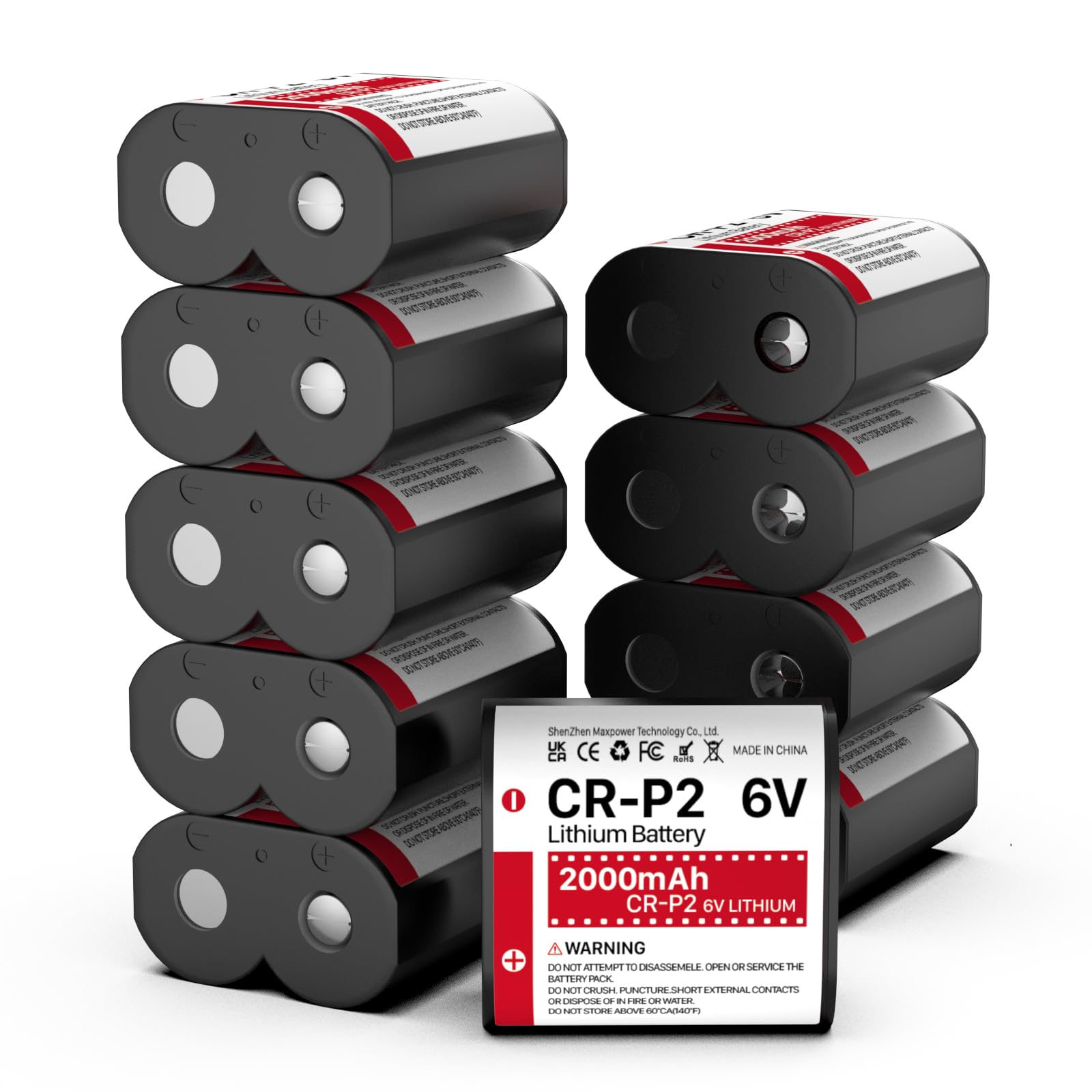 Confezione da 10 batterie al litio CR-P2, 6 V, 2000 mAh, 223A, 2CR-P2, EL223AP e DL223A