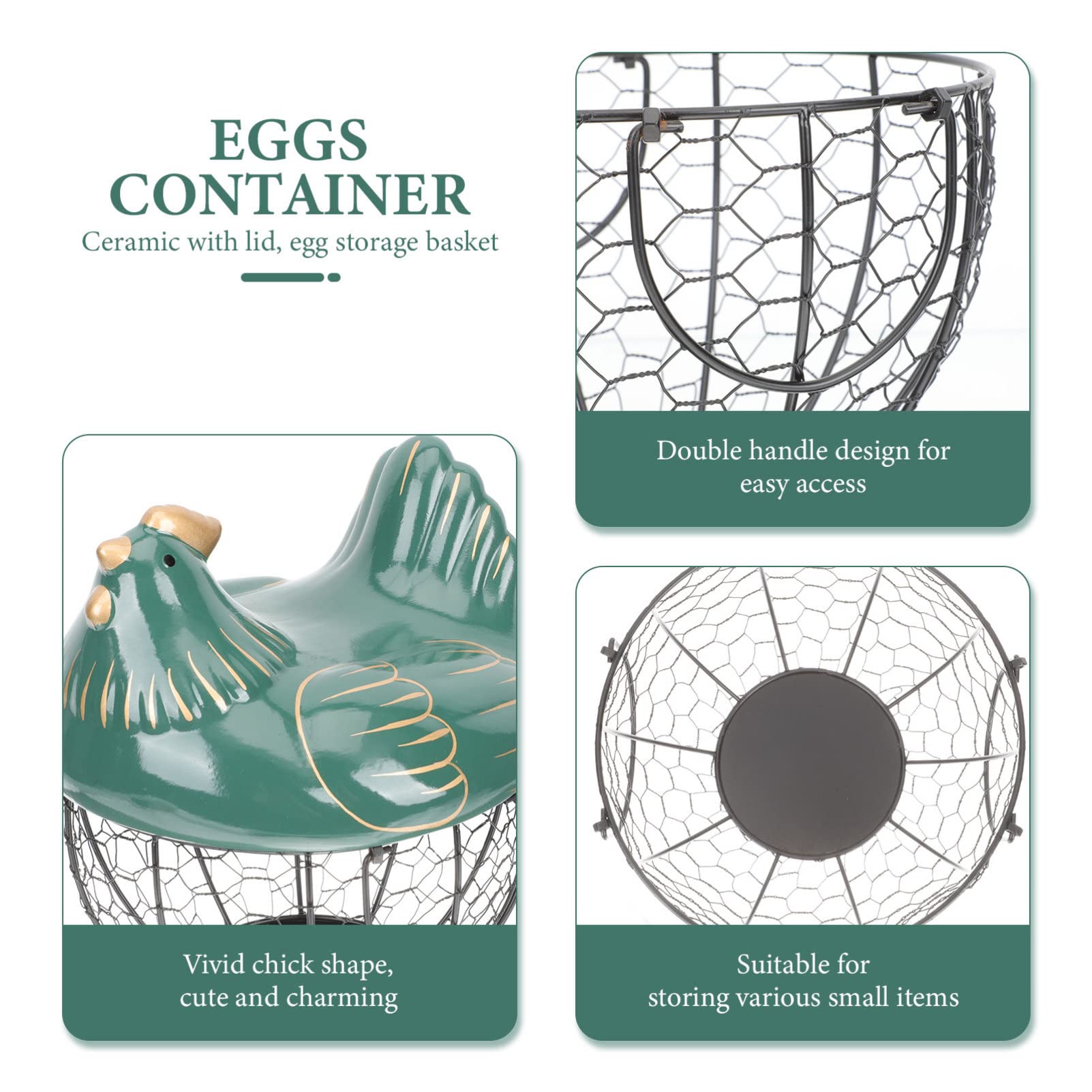 Porta Huevos Portátil de Cerámica E Hierro Tapa para Cocina | Gran Capacidad, Práctico y Resistente al Desgaste, para Objetos Pequeños y Jengibre en Casa