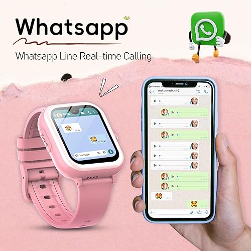 Miniatura 3 de LogHog 4G WiFi SIM Card Kids Smart Watch for Girl,1.78''Large Amoled Screen GPS Watch for Teen Students with SOS,Camera,2-Way Video Calling,