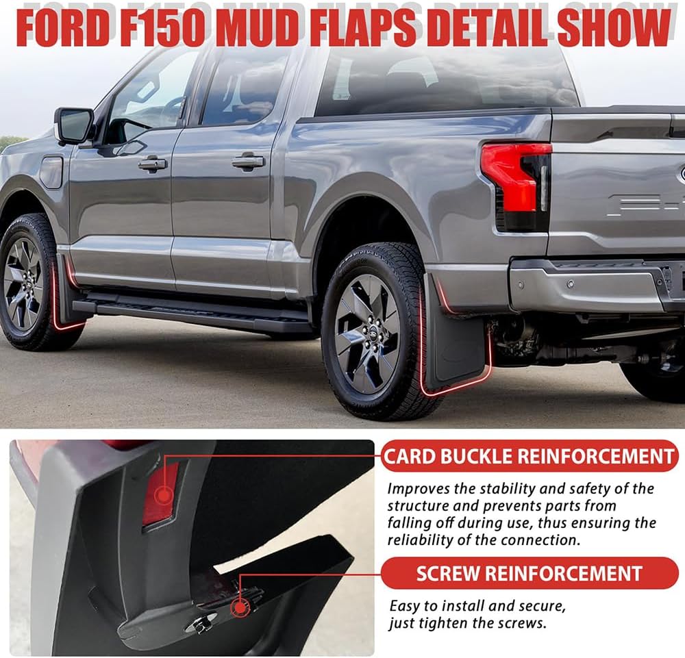 4 Pcs Car Mud Flaps for Ford F-150 2021-2024,Front Rear Splash Guards Wheels Fenders Splashproof Wear-Resistant Exterior Accessories